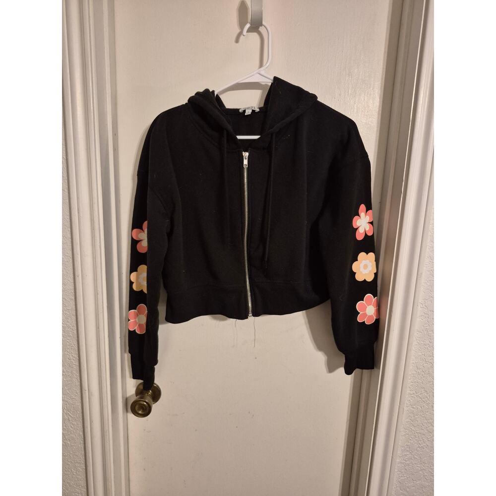 Rue 21 Spread Love Cropped Zip Up Jacket- Size Large